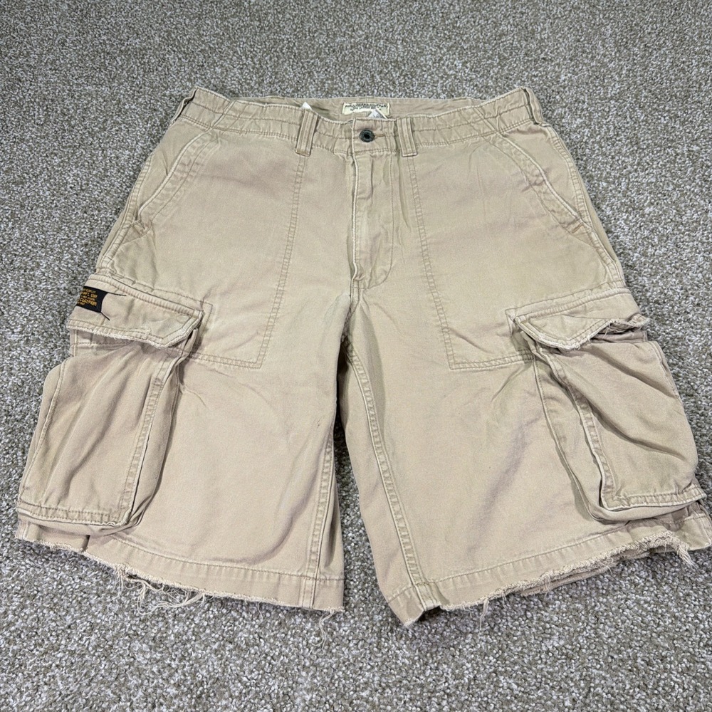 Polo Jeans Military Surplus Cargo Shorts Y2k Beige Essentials Size 34 Waist